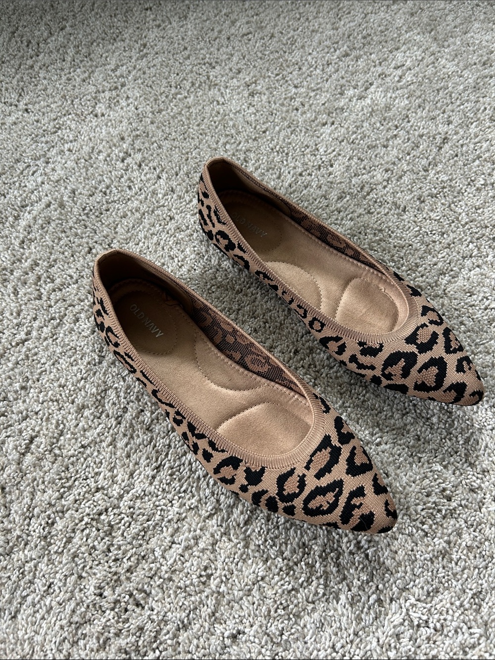 Old Navy Leopard-Print Pointed Flats in Tan and Black